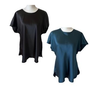 2 Club Monaco Black and Teal Blouses